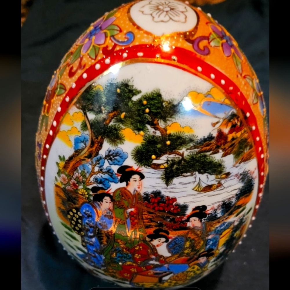 Handpainted China Porcelain 6in Egg